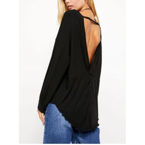 Free People Shimmy Shake Knit Top Small Cowboy Black - Picture 2 of 5